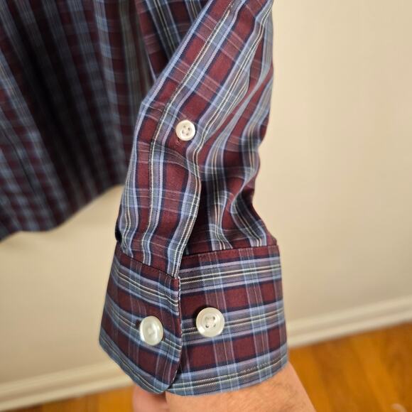 Duluth Trading Co Shirt Men's 3XL Red Blue Plaid Wrinkle Fighter Classic Casual - Picture 4 of 8